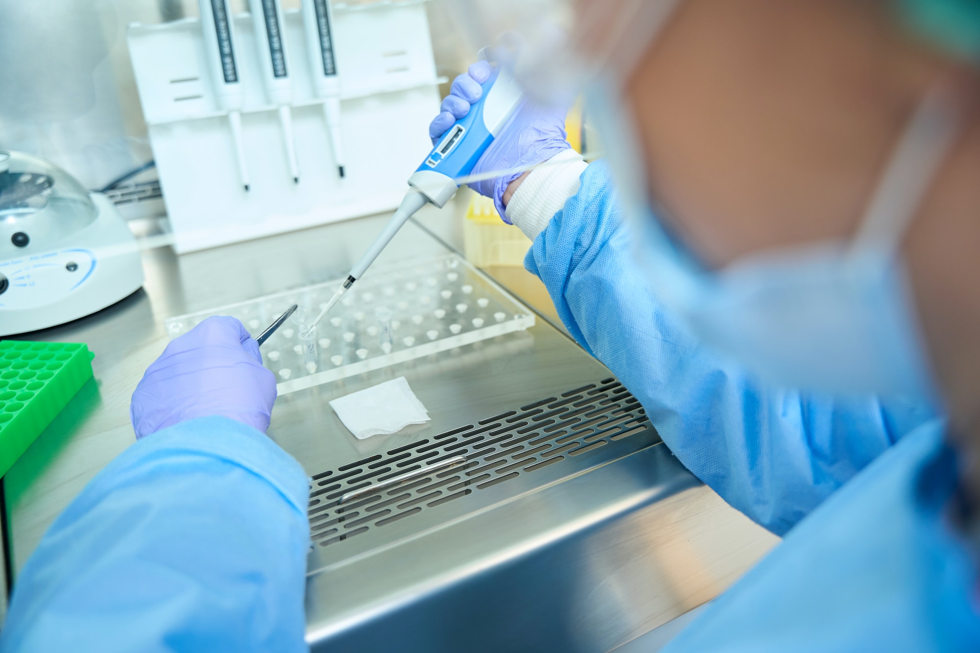 Hematologist works in a testing unit in a diagnostic laboratory