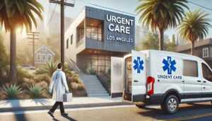 Doctor stepping out of a vehicle for urgent care services in Los Angeles